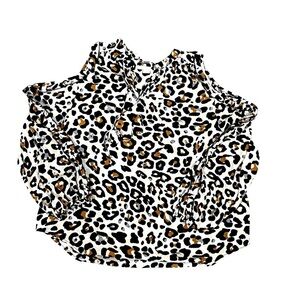Cooper & Ella Leopard Print Cold Shoulder Blouse Size Large